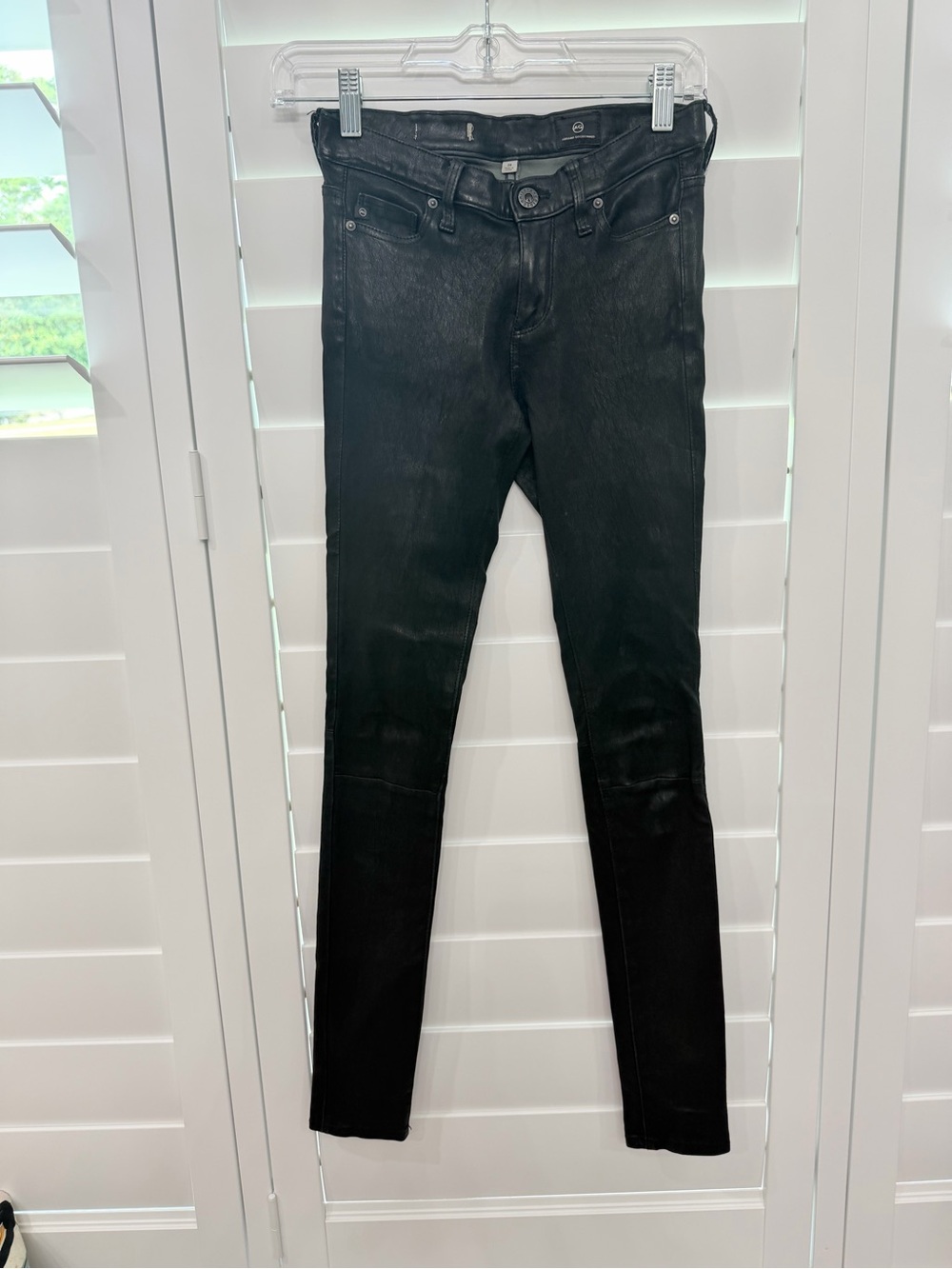 AG Adriano Goldschmied Women's Black 100% leather Skinny Jeans